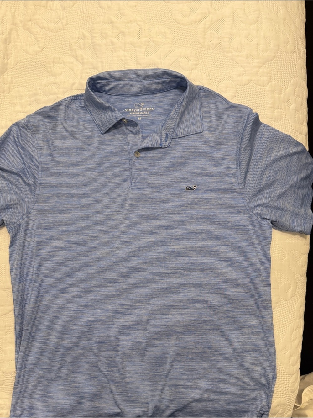 Vineyard Vines Men's Heathered Blue Performance Polo